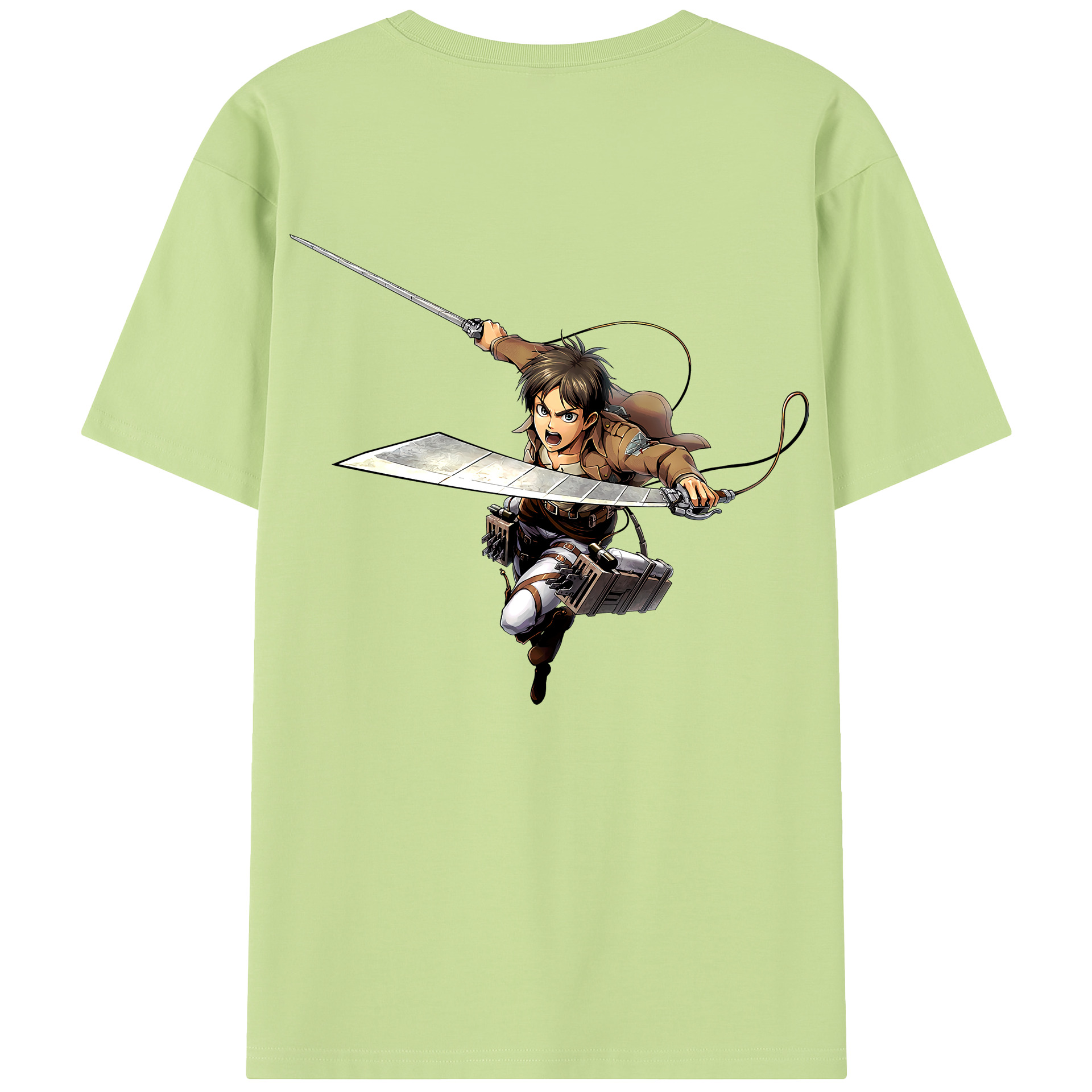 （画像用） 進撃の巨人 エレン･イェーガー Attack on Titan Eren Jäger 綿100％半袖Tシャツ（背面プリント）